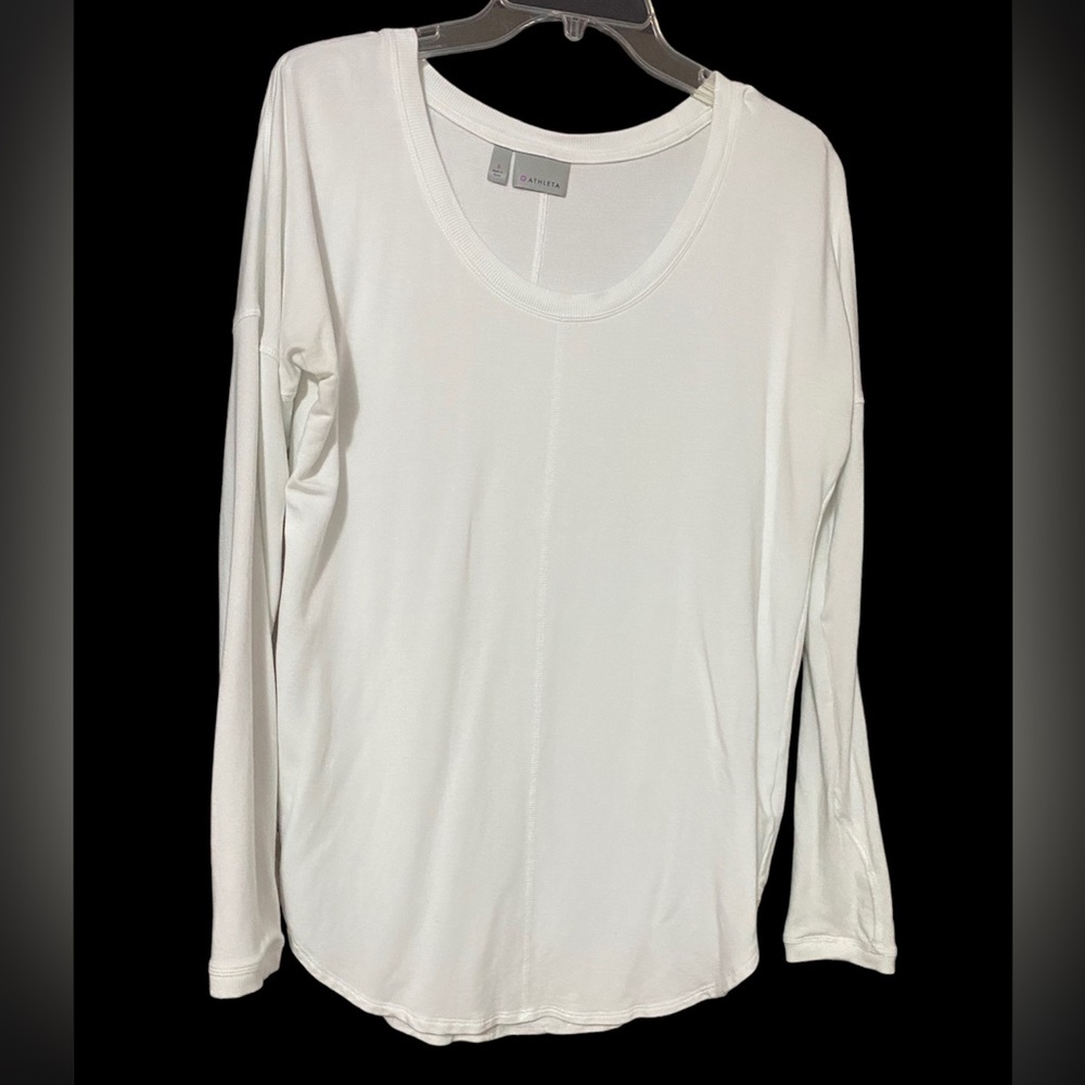 Athleta Ahimsa Long Sleeve Top White SIZE S